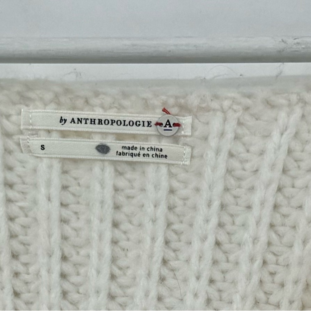 Anthropologie Alpaca Sweater Ramona Sweater Cable Knit V-Neck Sweater Size Small - Picture 9 of 10